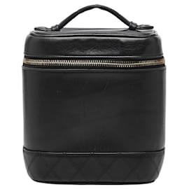 Beauty case bicolore in agnello nero Chanel