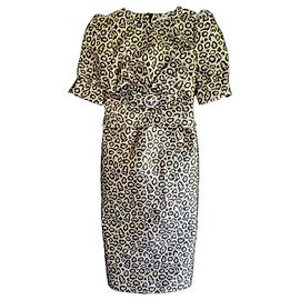 Alessandra Rich Goldenes Leopard-Print Midikleid