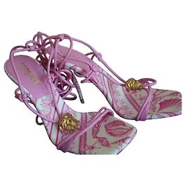 Sandali con tacco Versace Medusa 'La Medusa' rosa e bianco