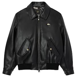 Autre Marque Giacca di pelle nera LACOSTE X MAISON CHATEAU ROUGE