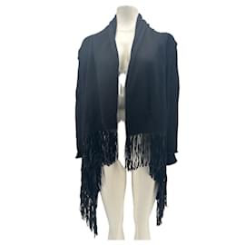 THEN PARIS Fransen Cardigan aus Kaschmir Schwarz - Autre Marque