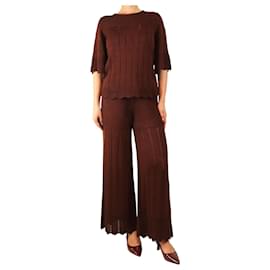 Braunes Open-Knit-Oberteil und Hosen-Set - Größe - Eres