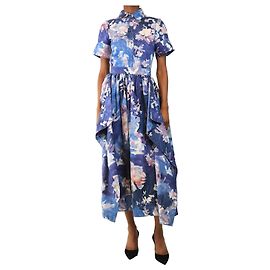 Erdem Conjunto de camisa y falda de popelina de algodón con estampado floral azul - talla UK 6