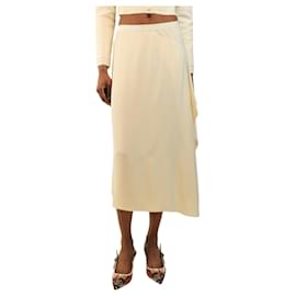 Falda midi de crepé crema - talla S - Helmut Lang
