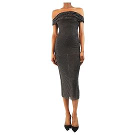 Self portrait Schwarzes Midikleid mit Hotfix-Strasssteinen - Größe UK 8