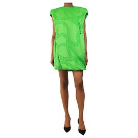 Stella Mc Cartney Mini-Kleid aus grünem Jacquard mit Kette - Größe UK 4