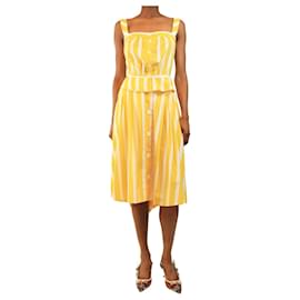 Autre Marque Conjunto de top a rayas amarillas y falda midi - talla XS