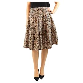 Falda midi de seda con motivos florales - talla UK 12 - Dries Van Noten