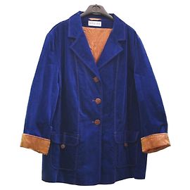 Autre Marque Mona Lisa dunkelblaue Samtjacke mit Wildleder-Ellbogenpatches