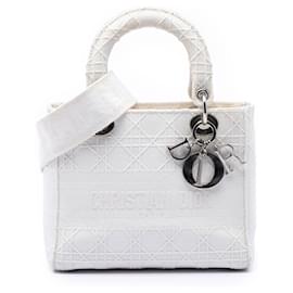 Dior Cannage Lady D Lite in tela bianca, taglia Medium