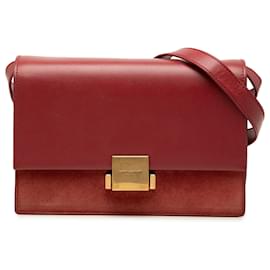 Borsa Bellechasse di Saint Laurent in pelle di vitello e scamosciato rosso, misura Medium