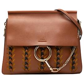 Chloé Borsa a tracolla Faye in pelle intrecciata marrone media