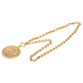 Collana con pendente medaglione stemma Chanel Gold CC placcato oro