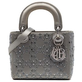 Lady Dior Dior Grigio Mini Satin Cannage con Cristalli