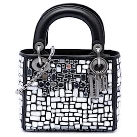 Lady Dior in pelle di vitello liscia nera con mosaico di specchi ricamati Dior