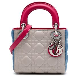 Dior Brown Mini Tricolor Lambskin Cannage Lady Dior