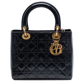 Dior Black Medium Patent Cannage Lady Dior