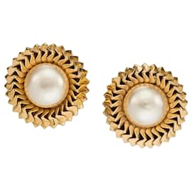 Orecchini Chanel Sunburst Perle Tono Oro