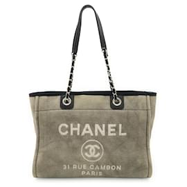 Tote Chanel Deauville Line MM en toile et cuir