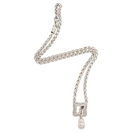 David Yurman Lariat-Halskette aus Sterlingsilber und Diamant mit Quatrefoil-Motiv