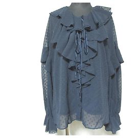 Autre Marque Mila Owen Velours-Bluse mit Schleife und Rüschen und langen Ärmeln