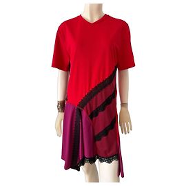 Autre Marque Vestido Koché Rojo y Morado Color-block con Ribetes de Encaje