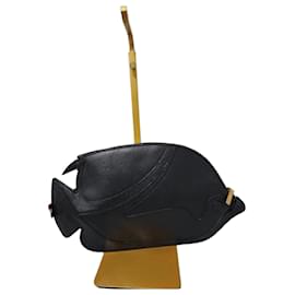 Thom Browne Trigger Reef Fish Leder-Clutch - Schwarz