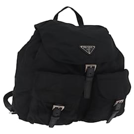 Zaino PRADA Nylon Nero Argento Auth 185957 - Prada