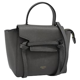 Céline Borsa a mano CELINE Pico Belt in pelle 2way Grigio Oro Auth 186203