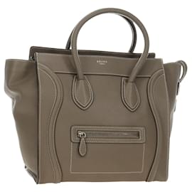 Borsa a mano CELINE Luggage Mini Shopper in pelle grigio argento autentica yk20501SAM - Céline