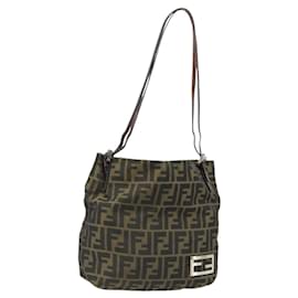 FENDI Zucca Canvas Tote Bag Schwarz Braun Auth 185908