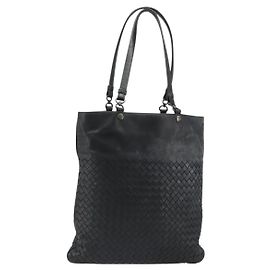 Borsa Tote BOTTEGA VENETA INTRECCIATO in pelle nera Auth 187347