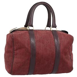 Borsa Boston Christian Dior Trotter Canvas Scamosciato Rosso Oro Autentica 186895
