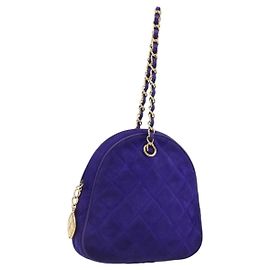 CHANEL Borsa a mano Matelasse con catena in scamosciato viola e oro CC Auth 185540A