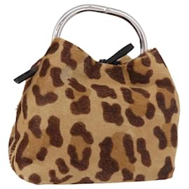 PRADA Pouch aus naturbelassenem Kalbsleder Braun Silber Auth 187486V - Prada
