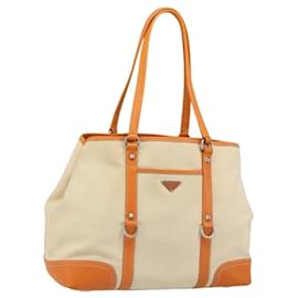 Borsa Tote PRADA in tela beige argento Auth ka4818V - Prada