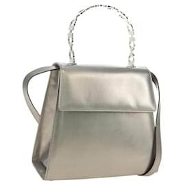 Bolso Salvatore Ferragamo Gancini de charol 2way Plata Auténtico 184795V