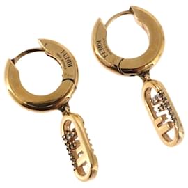 Orecchini FENDI Aurochre Rhinestones Pierce metallo Gold Auth SW2373V - Fendi