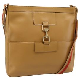 Sac à bandoulière GUCCI Sherry Line en cuir marron or 001 4094 Auth 186199A