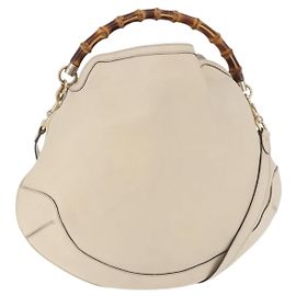Borsa a mano GUCCI Bamboo in pelle 2way Oro bianco 169976 Auth 186098A