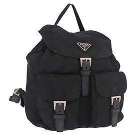 Zaino PRADA Nylon Nero Argento Auth 179537