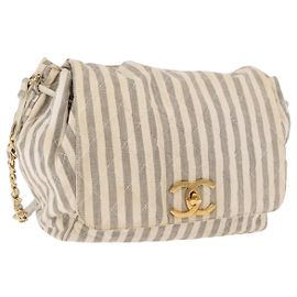Borsa a Spalla CHANEL Chain Matelasse in Tela Grigio Oro CC Autentica 182717