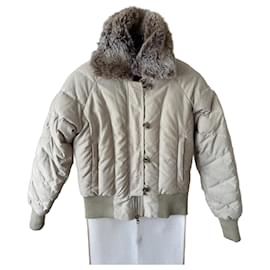 Autre Marque Invicta Chaqueta Acolchada Beige con Cuello de Pelo