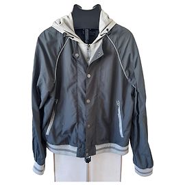 Armani Jeans Chaqueta Bomber con Capucha Gris
