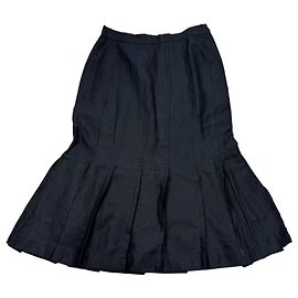 Autre Marque Alberto Aspesi Falda acampanada de lino negro
