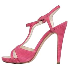Sandali con tacco alto in scamosciato rosa Chanel - Taglia 39 Usato