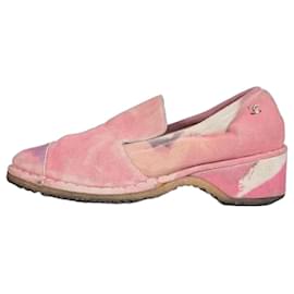 Décolleté Chanel in scamosciato rosa con logo iconico - Taglia 38 Usato