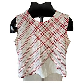 Top sin mangas Burberry a cuadros rojos Equestrian Knight
