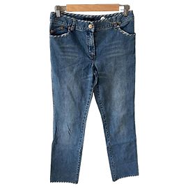 Luisa Spagnoli Vaqueros de denim azul con detalle de bolsillo de encaje