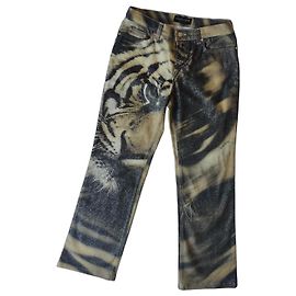 ARCHIVE Roberto Cavalli FW 2000 "Savage Tiger" Glitter Denim Trousers - RARE